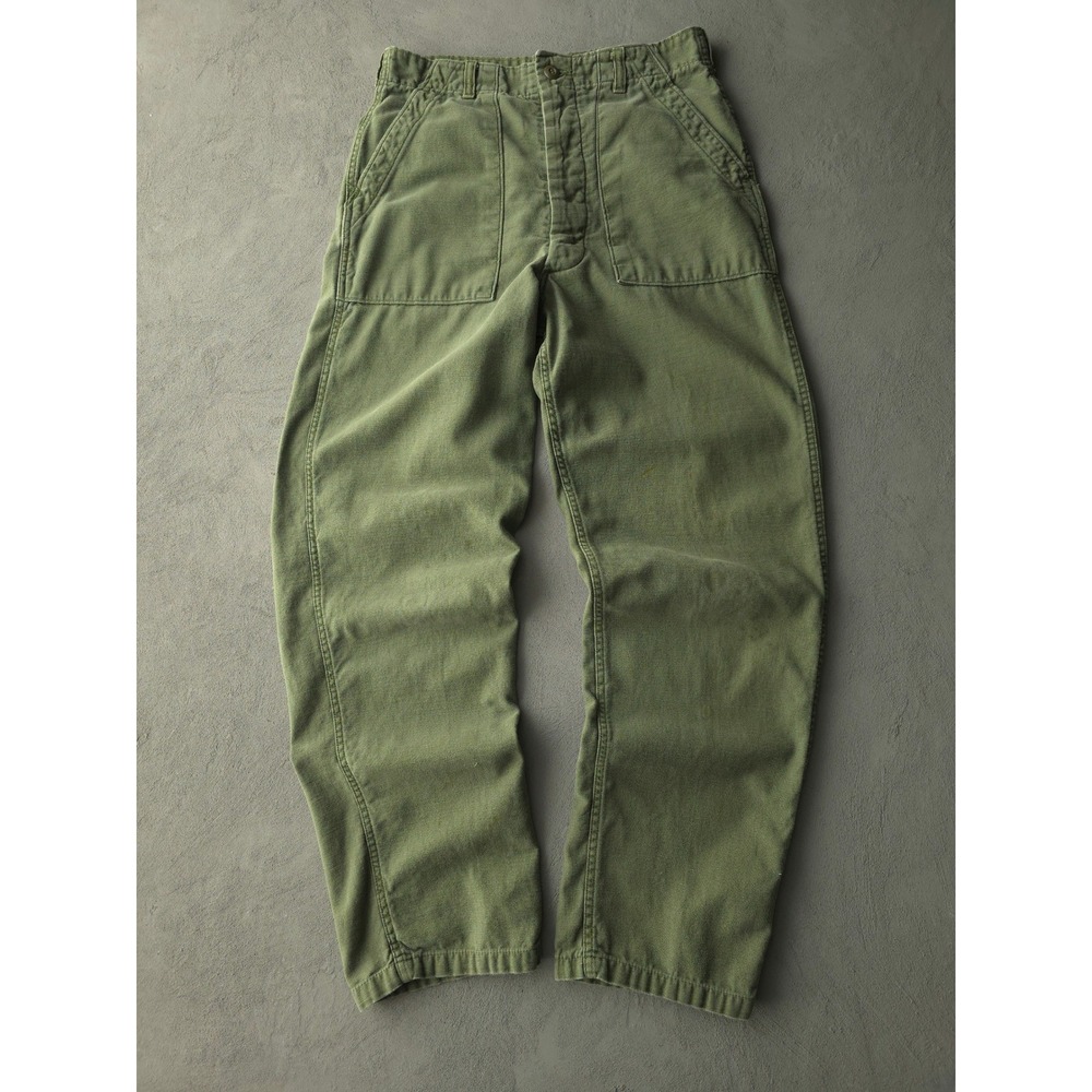 Vintage 70s Green Fatigue Pants 30x30 Military OG-107 Sateen Trouser